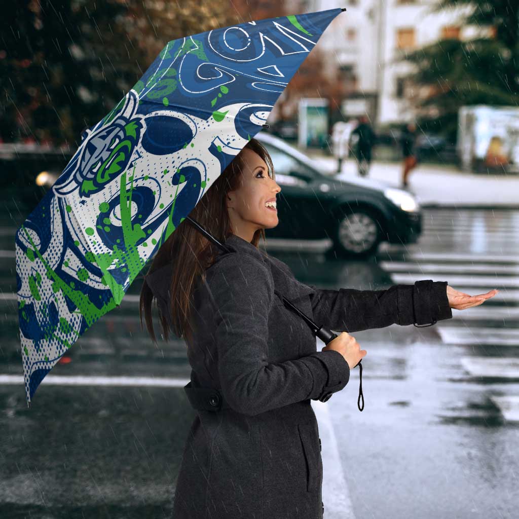 Personalized Canberra Raiders Rugby Umbrella Urban Street Graffiti Style - Distressed Splatter Elements