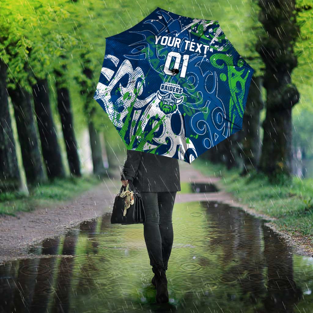 Personalized Canberra Raiders Rugby Umbrella Urban Street Graffiti Style - Distressed Splatter Elements