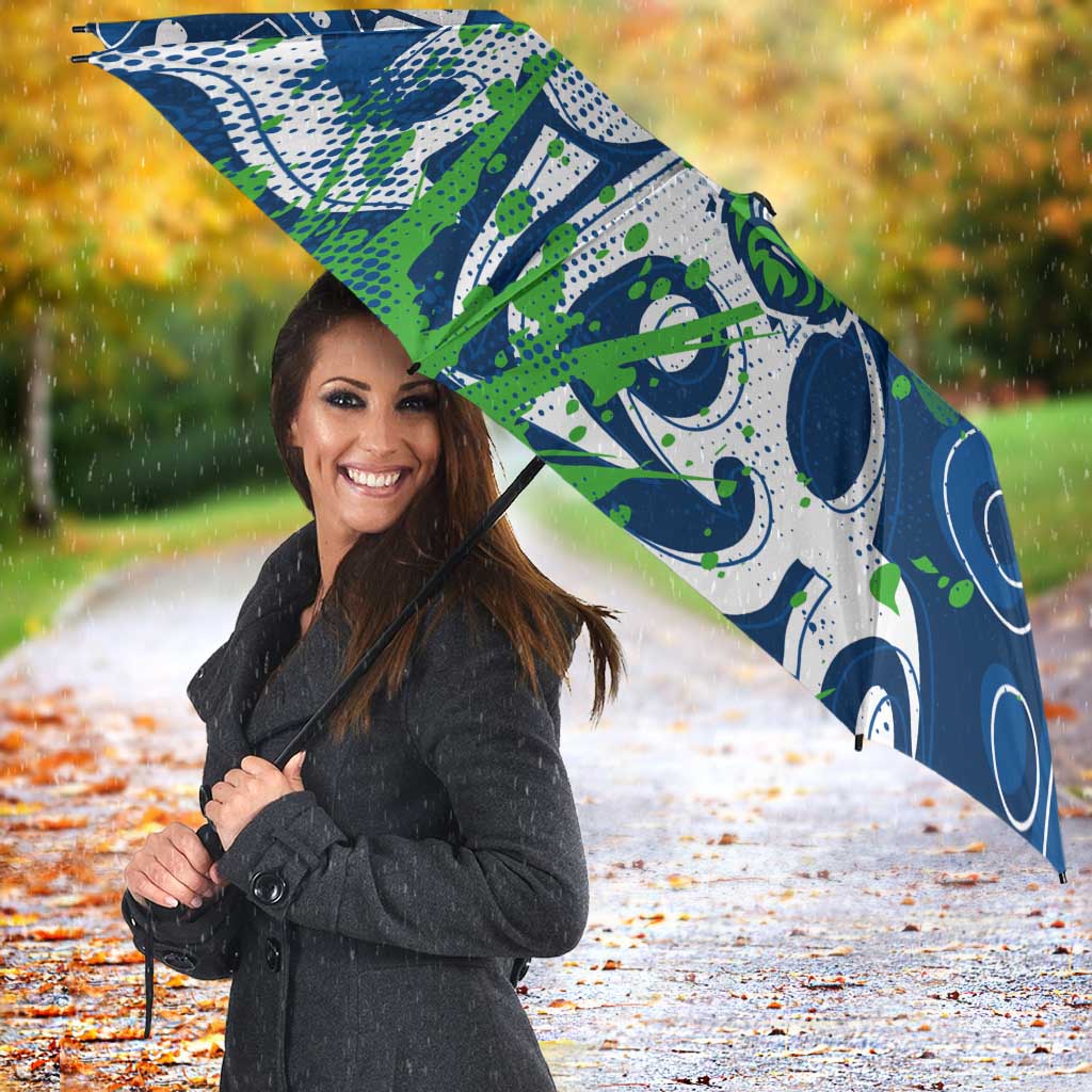 Personalized Canberra Raiders Rugby Umbrella Urban Street Graffiti Style - Distressed Splatter Elements