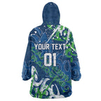 Personalized Canberra Raiders Rugby Wearable Blanket Hoodie Urban Street Graffiti Style - Distressed Splatter Elements