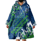 Personalized Canberra Raiders Rugby Wearable Blanket Hoodie Urban Street Graffiti Style - Distressed Splatter Elements