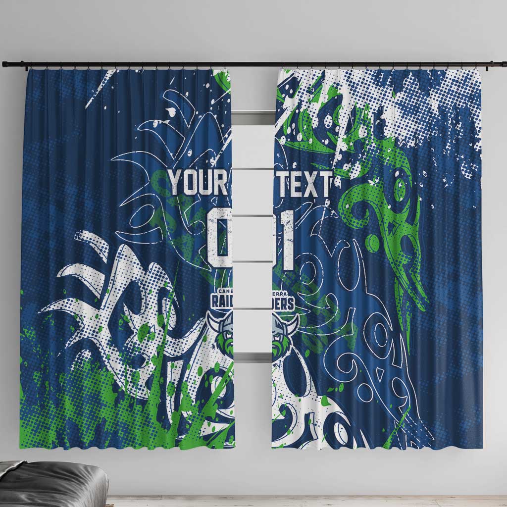 Personalized Canberra Raiders Rugby Window Curtain Urban Street Graffiti Style - Distressed Splatter Elements
