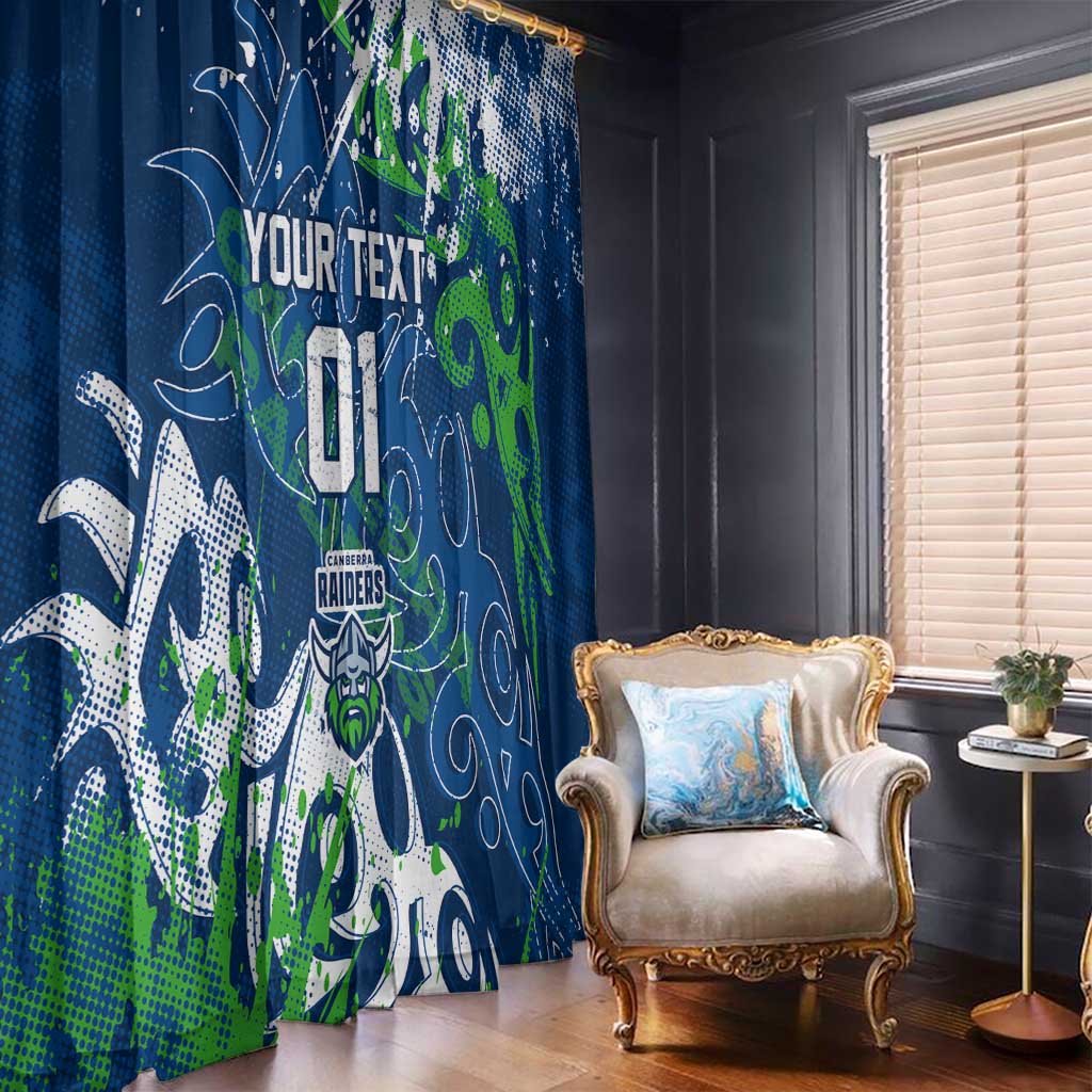 Personalized Canberra Raiders Rugby Window Curtain Urban Street Graffiti Style - Distressed Splatter Elements