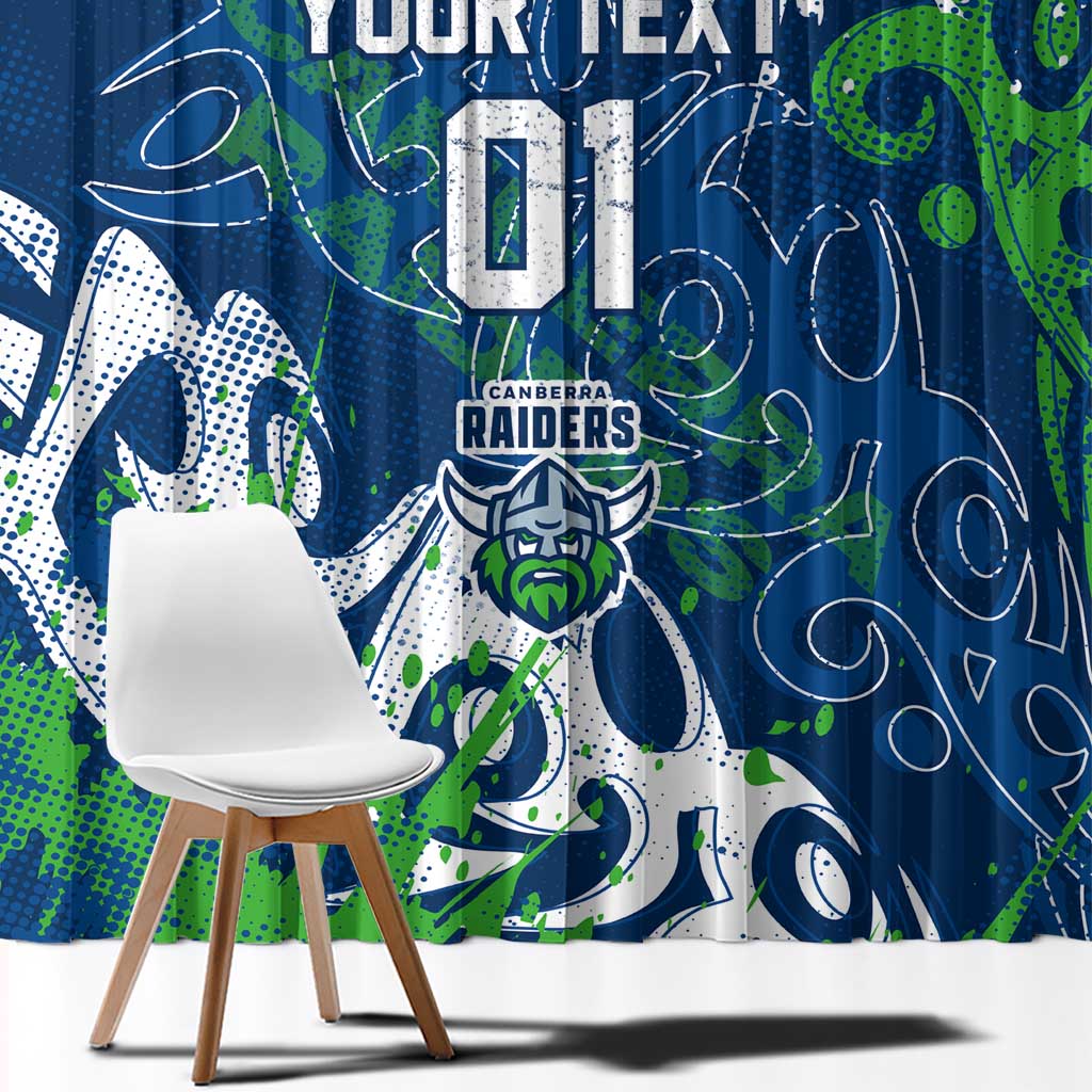Personalized Canberra Raiders Rugby Window Curtain Urban Street Graffiti Style - Distressed Splatter Elements