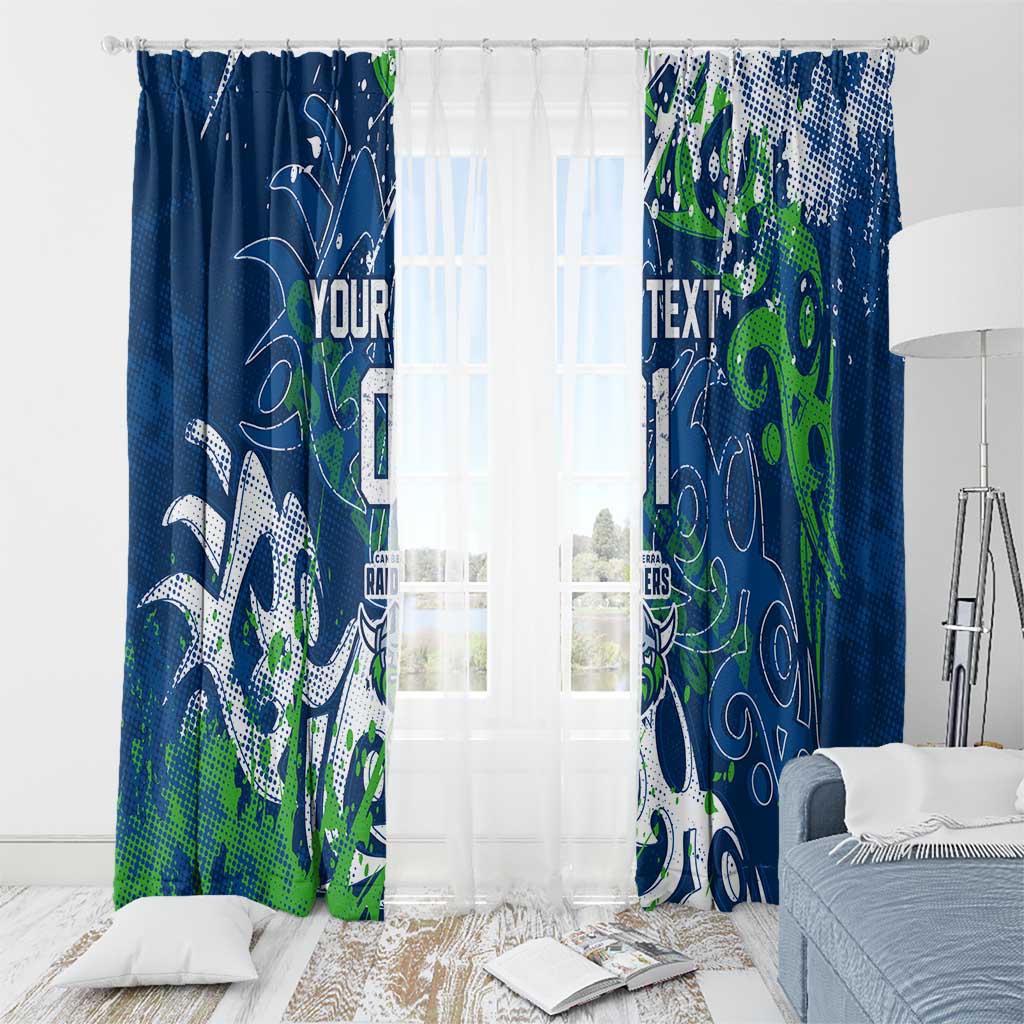 Personalized Canberra Raiders Rugby Window Curtain Urban Street Graffiti Style - Distressed Splatter Elements