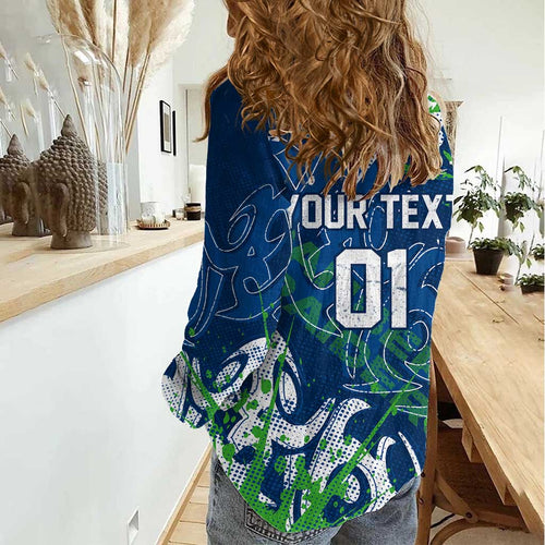 Personalized Canberra Raiders Rugby Women Casual Shirt Urban Street Graffiti Style - Distressed Splatter Elements
