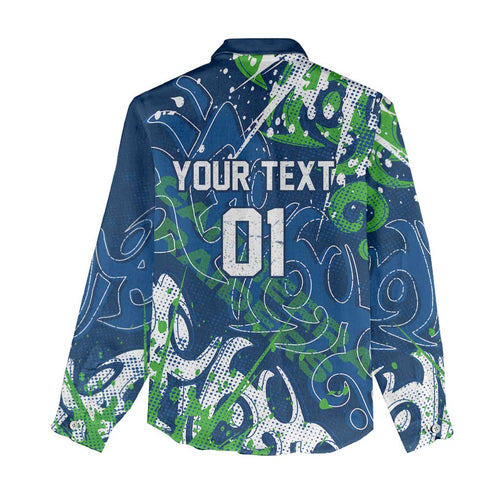 Personalized Canberra Raiders Rugby Women Casual Shirt Urban Street Graffiti Style - Distressed Splatter Elements