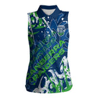 Personalized Canberra Raiders Rugby Women Sleeveless Polo Shirt Urban Street Graffiti Style - Distressed Splatter Elements