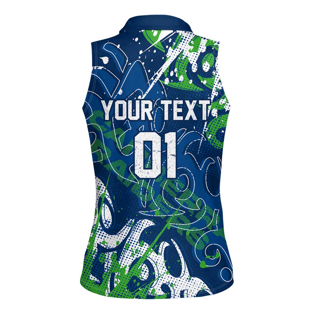 Personalized Canberra Raiders Rugby Women Sleeveless Polo Shirt Urban Street Graffiti Style - Distressed Splatter Elements