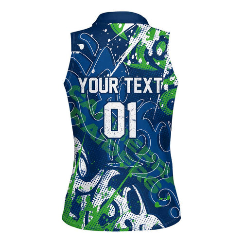Personalized Canberra Raiders Rugby Women Sleeveless Polo Shirt Urban Street Graffiti Style - Distressed Splatter Elements