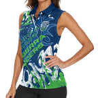 Personalized Canberra Raiders Rugby Women Sleeveless Polo Shirt Urban Street Graffiti Style - Distressed Splatter Elements