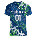 Personalized Canberra Raiders Rugby Women V-Neck T-Shirt Urban Street Graffiti Style - Distressed Splatter Elements