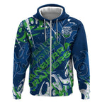 Personalized Canberra Raiders Rugby Zip Hoodie Urban Street Graffiti Style - Distressed Splatter Elements