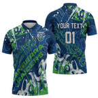 Personalized Canberra Raiders Rugby Zipper Polo Shirt Urban Street Graffiti Style - Distressed Splatter Elements