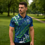 Personalized Canberra Raiders Rugby Zipper Polo Shirt Urban Street Graffiti Style - Distressed Splatter Elements
