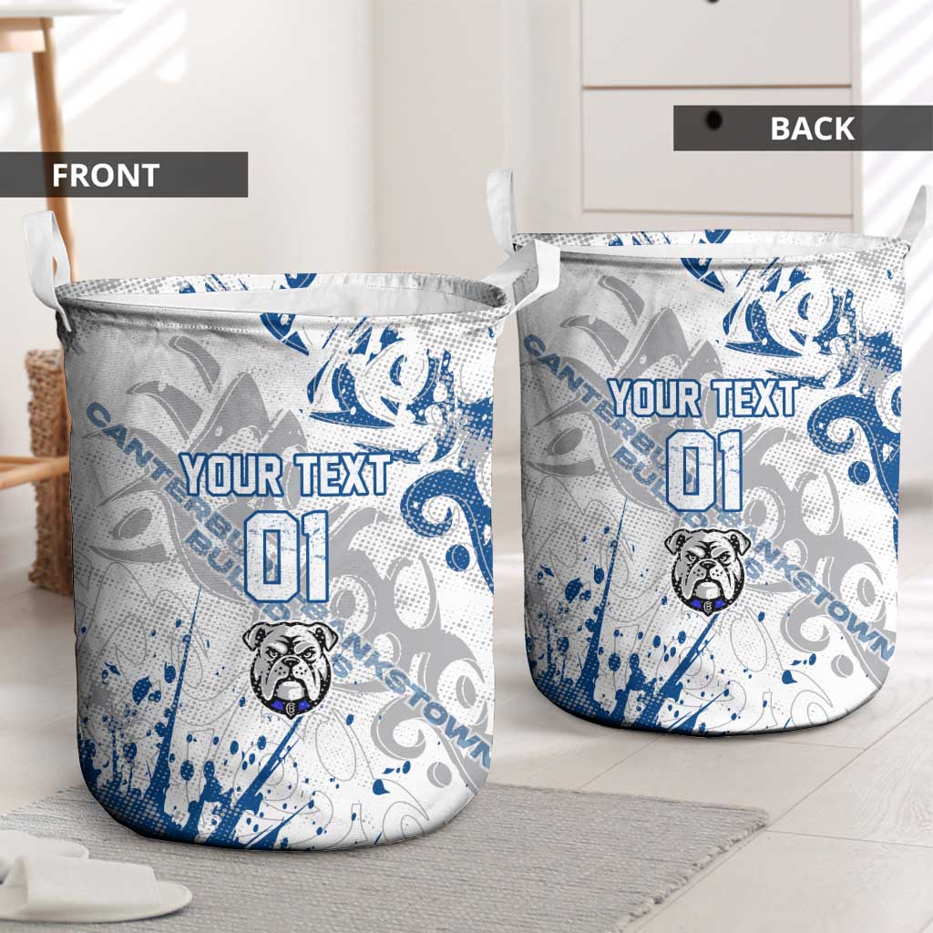 Personalized Canterbury-Bankstown Bulldogs Rugby Laundry Basket Urban Street Graffiti Style - Distressed Splatter Elements