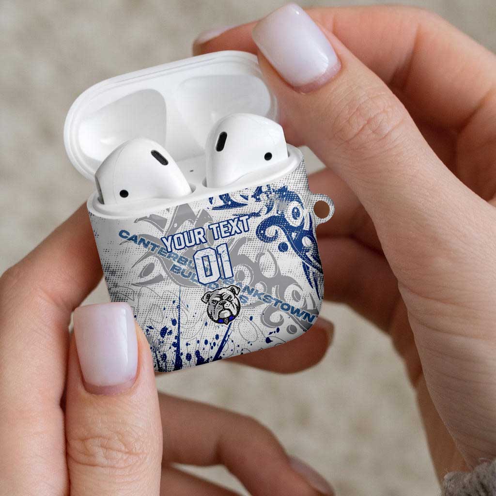 Personalized Canterbury-Bankstown Bulldogs Rugby AirPods Case Urban Street Graffiti Style - Distressed Splatter Elements