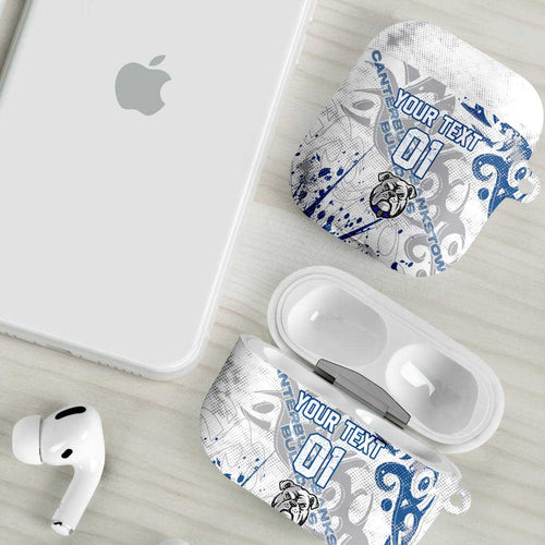 Personalized Canterbury-Bankstown Bulldogs Rugby AirPods Case Urban Street Graffiti Style - Distressed Splatter Elements