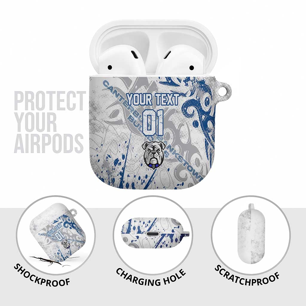 Personalized Canterbury-Bankstown Bulldogs Rugby AirPods Case Urban Street Graffiti Style - Distressed Splatter Elements