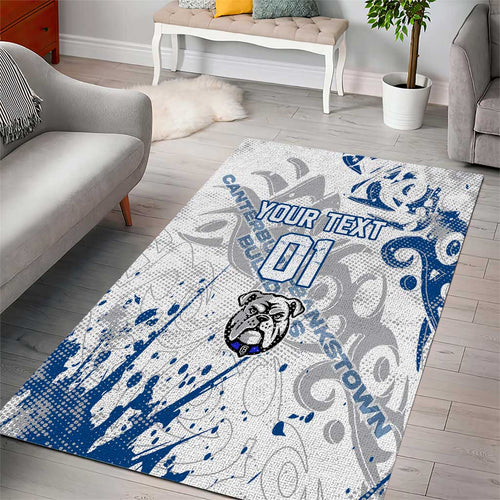 Personalized Canterbury-Bankstown Bulldogs Rugby Area Rug Urban Street Graffiti Style - Distressed Splatter Elements