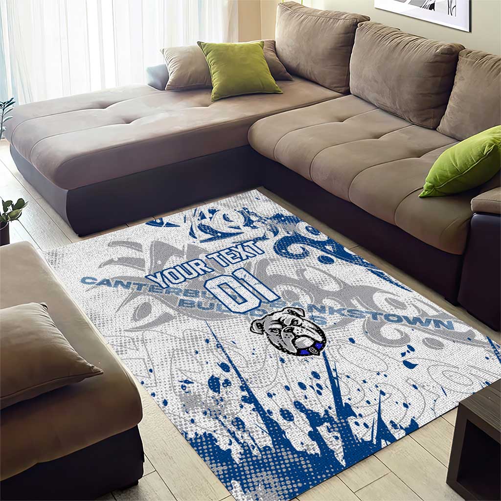 Personalized Canterbury-Bankstown Bulldogs Rugby Area Rug Urban Street Graffiti Style - Distressed Splatter Elements