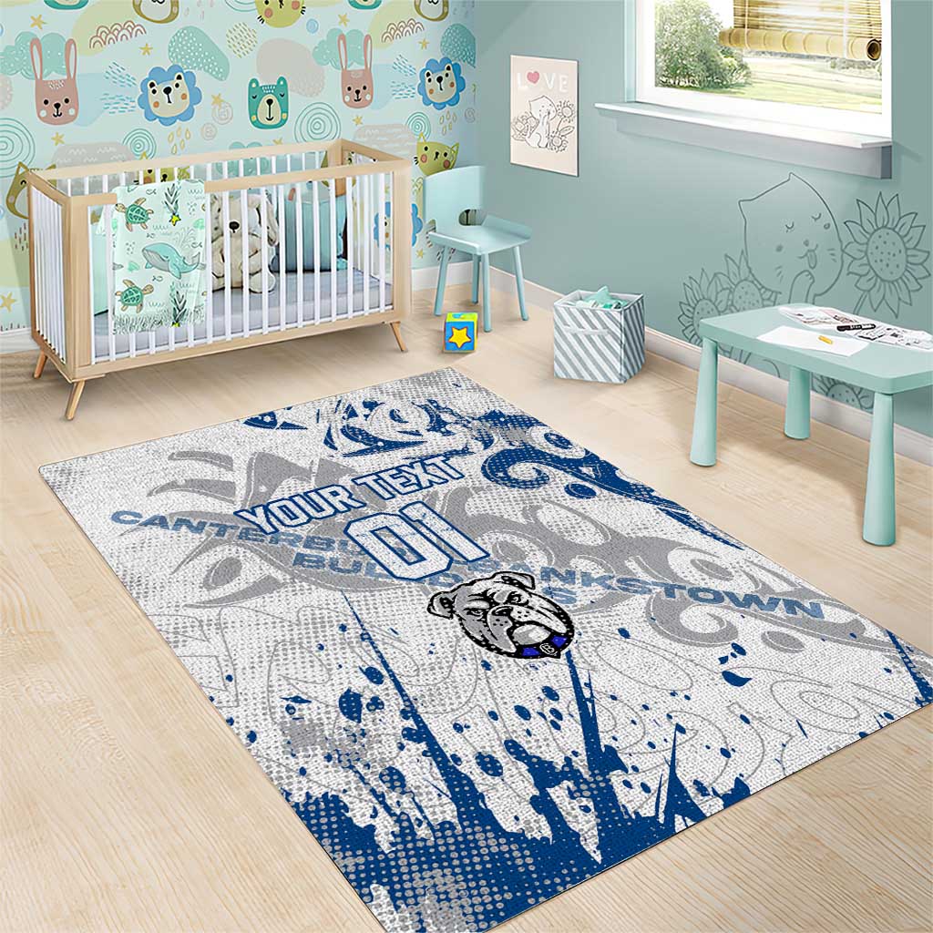Personalized Canterbury-Bankstown Bulldogs Rugby Area Rug Urban Street Graffiti Style - Distressed Splatter Elements