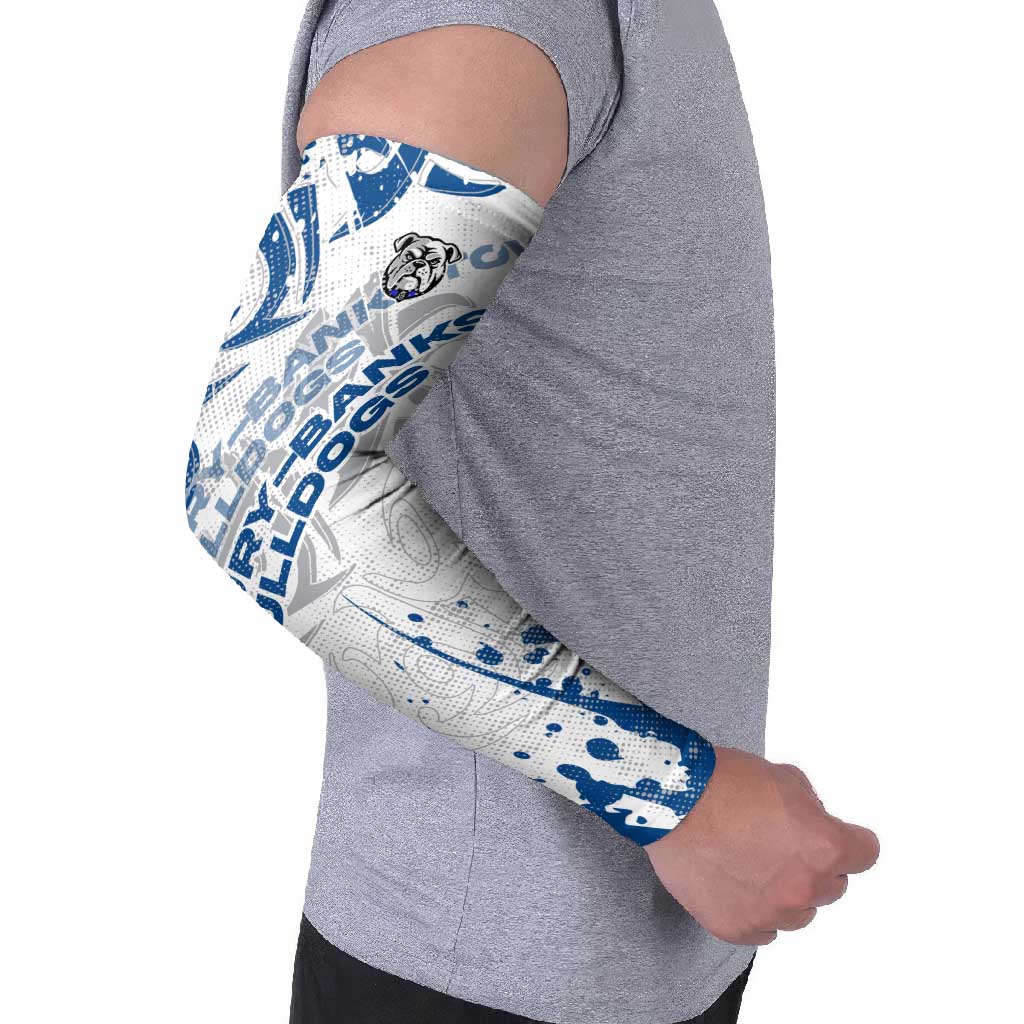 Personalized Canterbury-Bankstown Bulldogs Rugby Arm Sleeves Urban Street Graffiti Style - Distressed Splatter Elements
