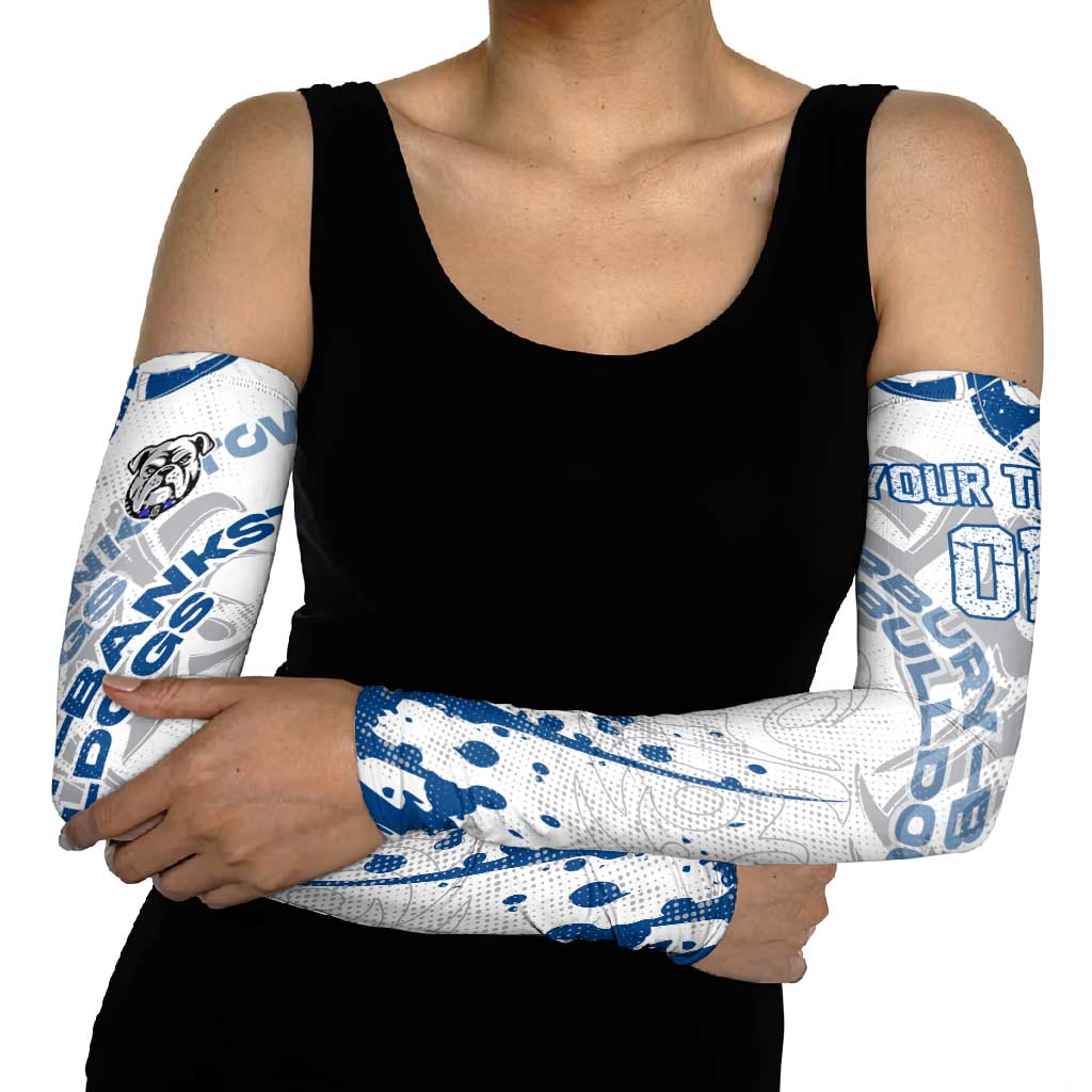 Personalized Canterbury-Bankstown Bulldogs Rugby Arm Sleeves Urban Street Graffiti Style - Distressed Splatter Elements