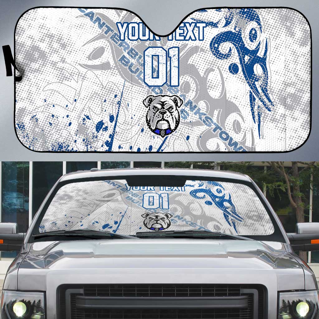 Personalized Canterbury-Bankstown Bulldogs Rugby Auto Sun Shade Urban Street Graffiti Style - Distressed Splatter Elements