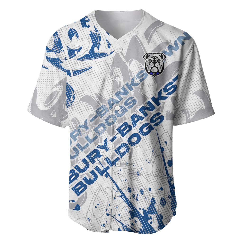 Personalized Canterbury-Bankstown Bulldogs Rugby Baseball Jersey Urban Street Graffiti Style - Distressed Splatter Elements