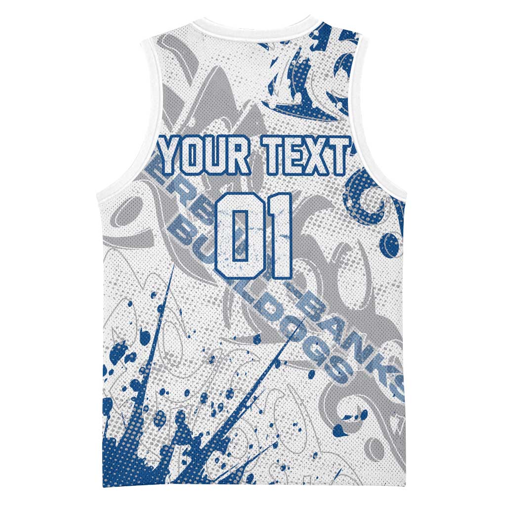 Personalized Canterbury-Bankstown Bulldogs Rugby Basketball Jersey Urban Street Graffiti Style - Distressed Splatter Elements