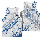 Personalized Canterbury-Bankstown Bulldogs Rugby Basketball Jersey Urban Street Graffiti Style - Distressed Splatter Elements