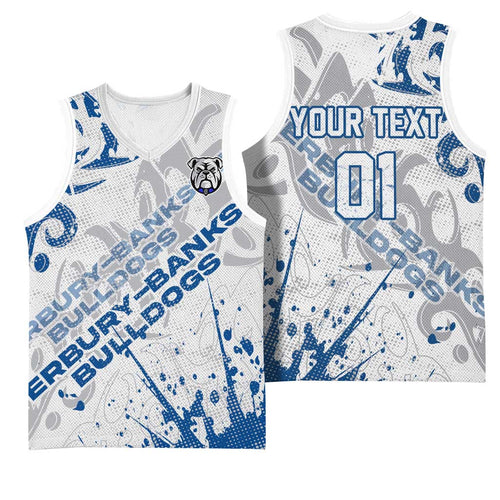 Personalized Canterbury-Bankstown Bulldogs Rugby Basketball Jersey Urban Street Graffiti Style - Distressed Splatter Elements