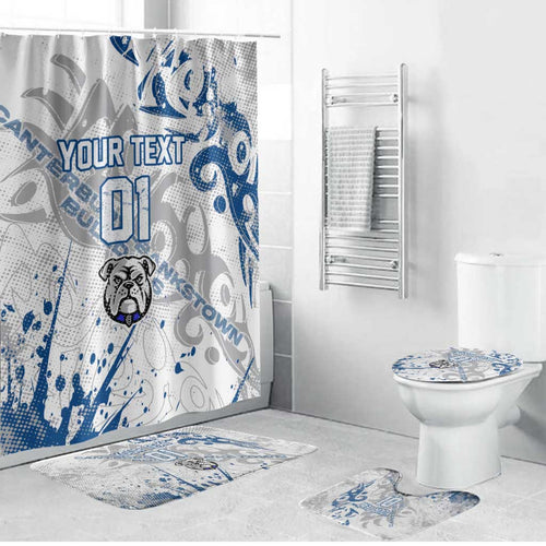 Personalized Canterbury-Bankstown Bulldogs Rugby Bathroom Set Urban Street Graffiti Style - Distressed Splatter Elements