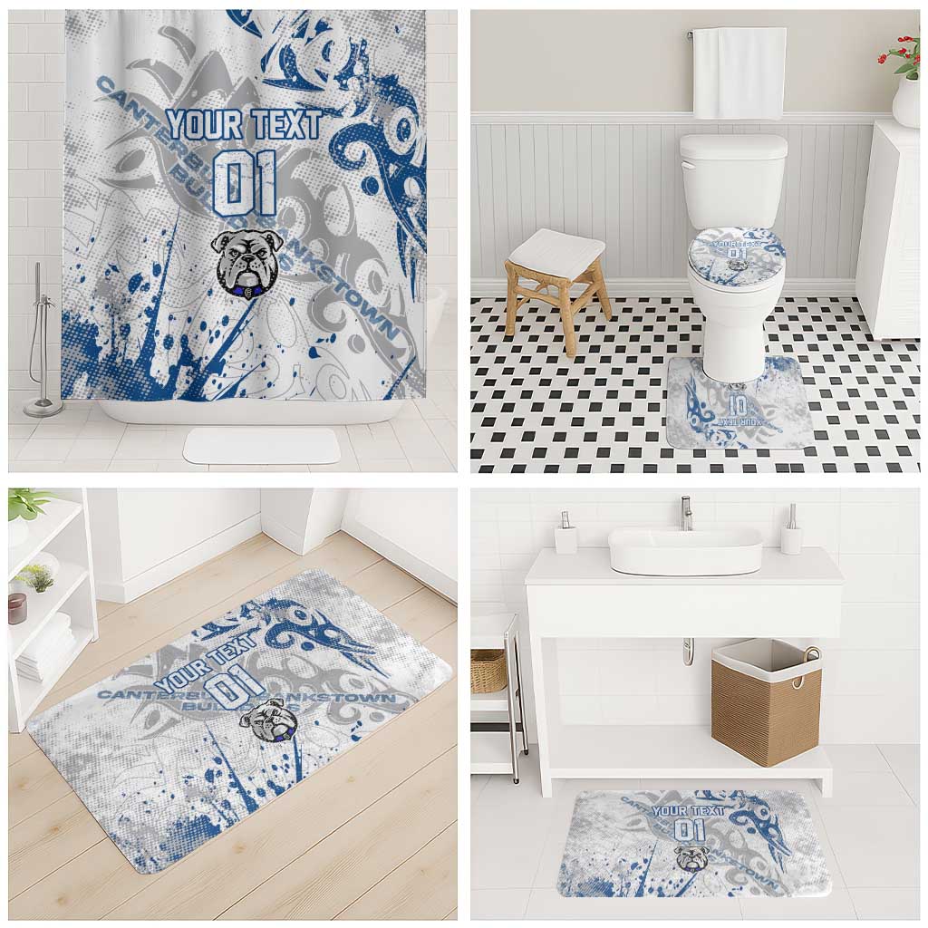 Personalized Canterbury-Bankstown Bulldogs Rugby Bathroom Set Urban Street Graffiti Style - Distressed Splatter Elements