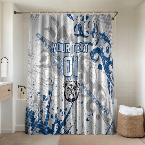 Personalized Canterbury-Bankstown Bulldogs Rugby Bathroom Set Urban Street Graffiti Style - Distressed Splatter Elements