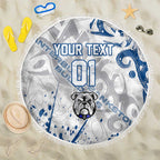 Personalized Canterbury-Bankstown Bulldogs Rugby Beach Blanket Urban Street Graffiti Style - Distressed Splatter Elements