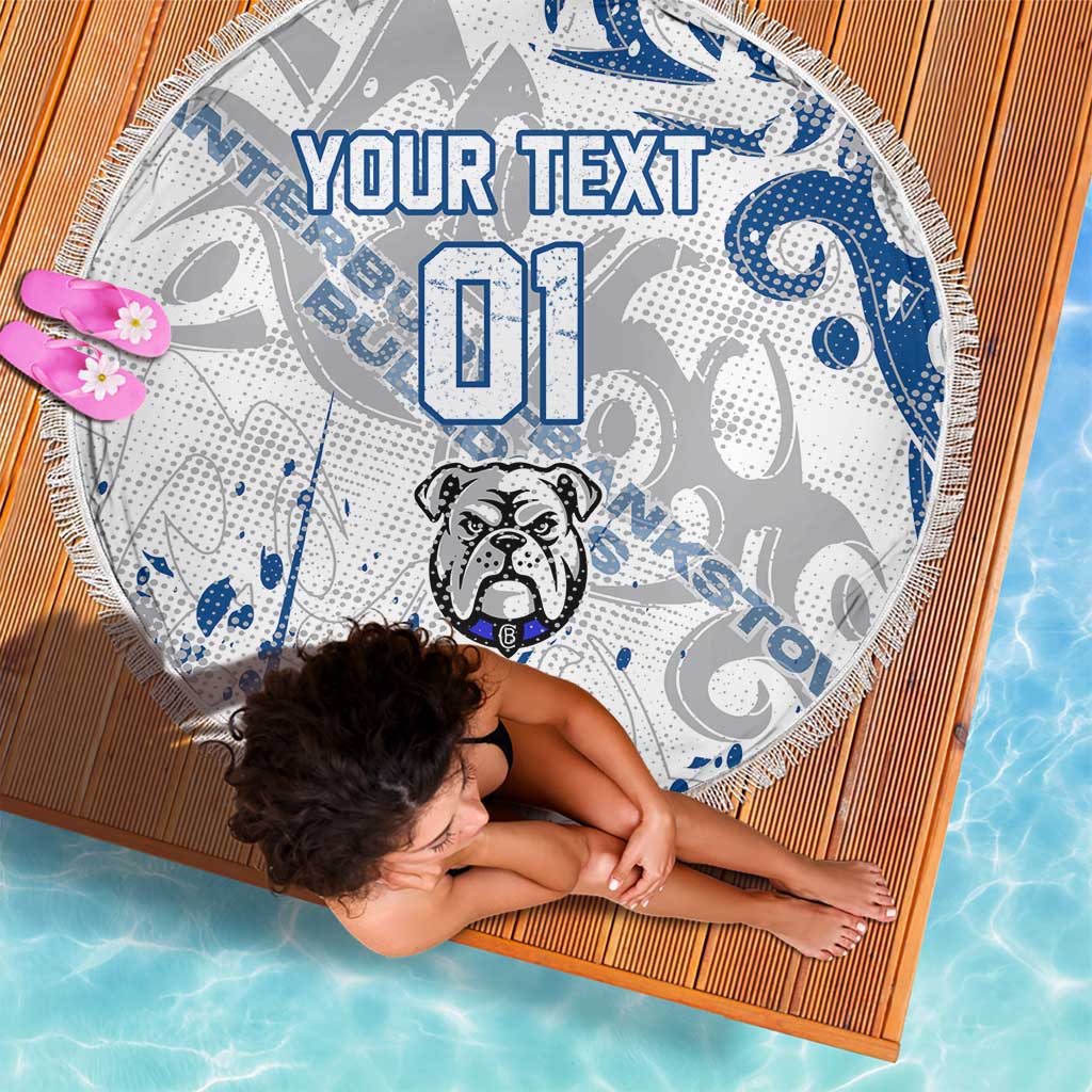 Personalized Canterbury-Bankstown Bulldogs Rugby Beach Blanket Urban Street Graffiti Style - Distressed Splatter Elements