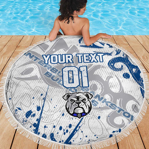 Personalized Canterbury-Bankstown Bulldogs Rugby Beach Blanket Urban Street Graffiti Style - Distressed Splatter Elements