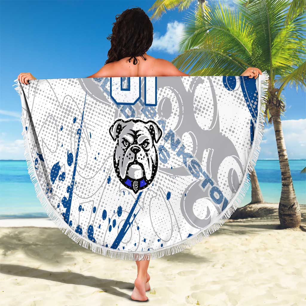 Personalized Canterbury-Bankstown Bulldogs Rugby Beach Blanket Urban Street Graffiti Style - Distressed Splatter Elements