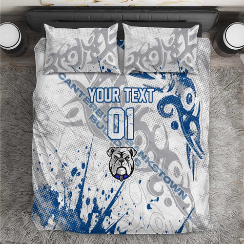 Personalized Canterbury-Bankstown Bulldogs Rugby Bedding Set Urban Street Graffiti Style - Distressed Splatter Elements