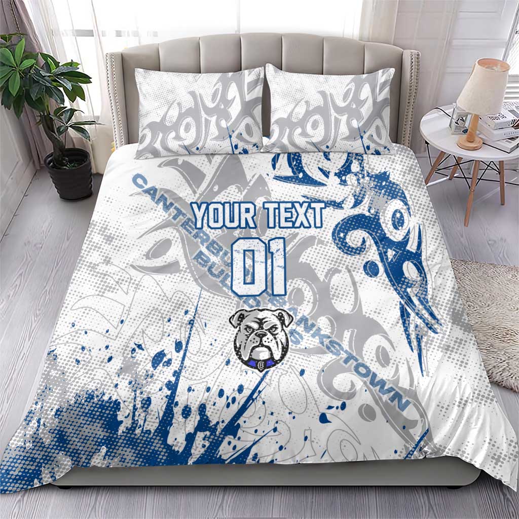 Personalized Canterbury-Bankstown Bulldogs Rugby Bedding Set Urban Street Graffiti Style - Distressed Splatter Elements