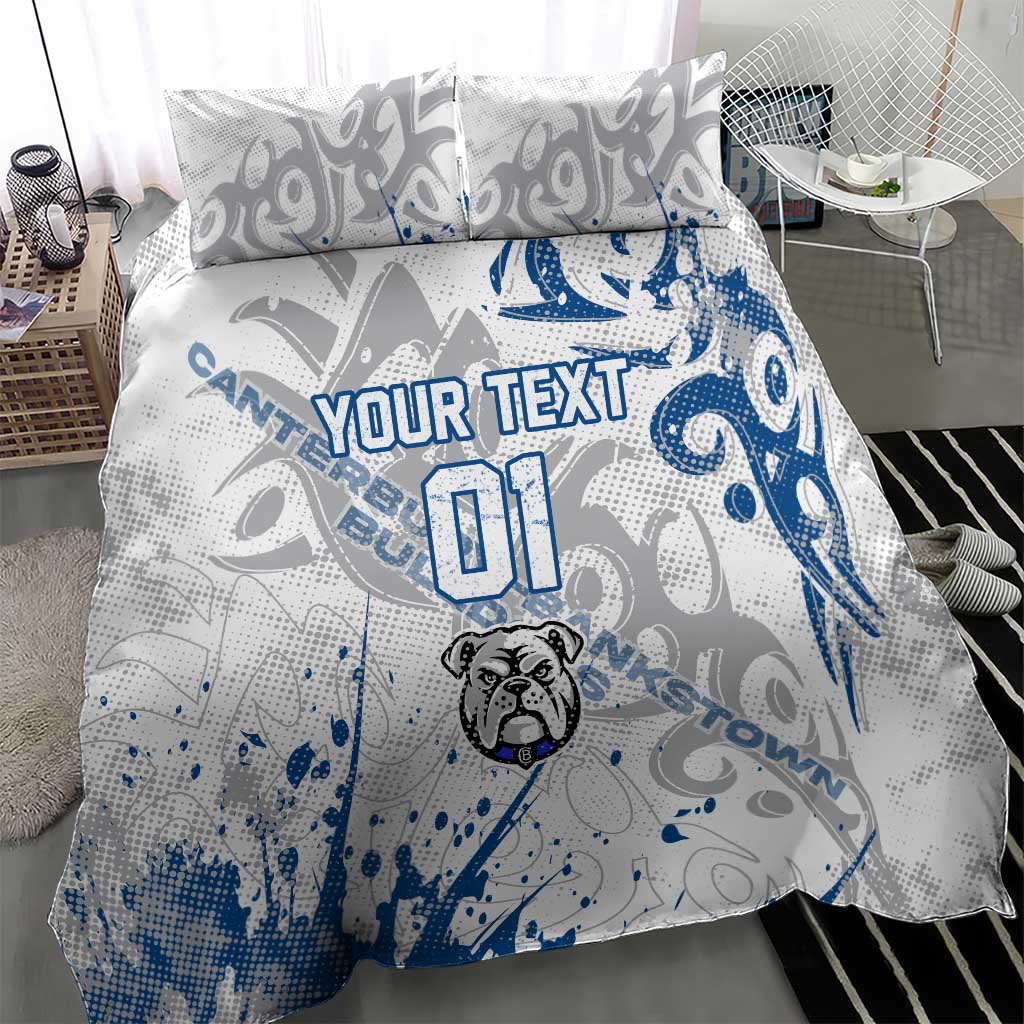 Personalized Canterbury-Bankstown Bulldogs Rugby Bedding Set Urban Street Graffiti Style - Distressed Splatter Elements
