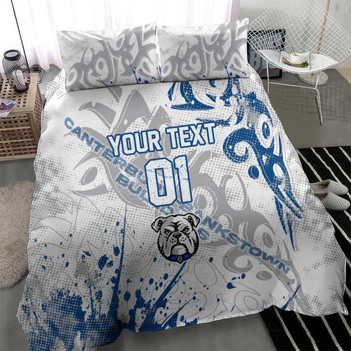 Personalized Canterbury-Bankstown Bulldogs Rugby Bedding Set Urban Street Graffiti Style - Distressed Splatter Elements