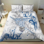 Personalized Canterbury-Bankstown Bulldogs Rugby Bedding Set Urban Street Graffiti Style - Distressed Splatter Elements