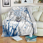 Personalized Canterbury-Bankstown Bulldogs Rugby Blanket Urban Street Graffiti Style - Distressed Splatter Elements