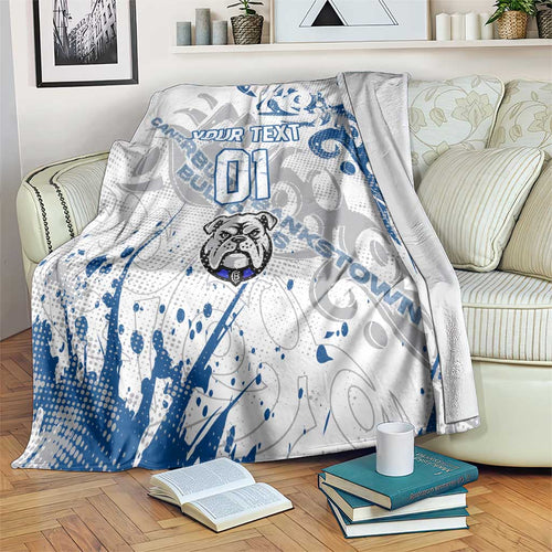 Personalized Canterbury-Bankstown Bulldogs Rugby Blanket Urban Street Graffiti Style - Distressed Splatter Elements