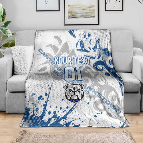 Personalized Canterbury-Bankstown Bulldogs Rugby Blanket Urban Street Graffiti Style - Distressed Splatter Elements