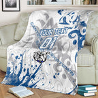 Personalized Canterbury-Bankstown Bulldogs Rugby Blanket Urban Street Graffiti Style - Distressed Splatter Elements