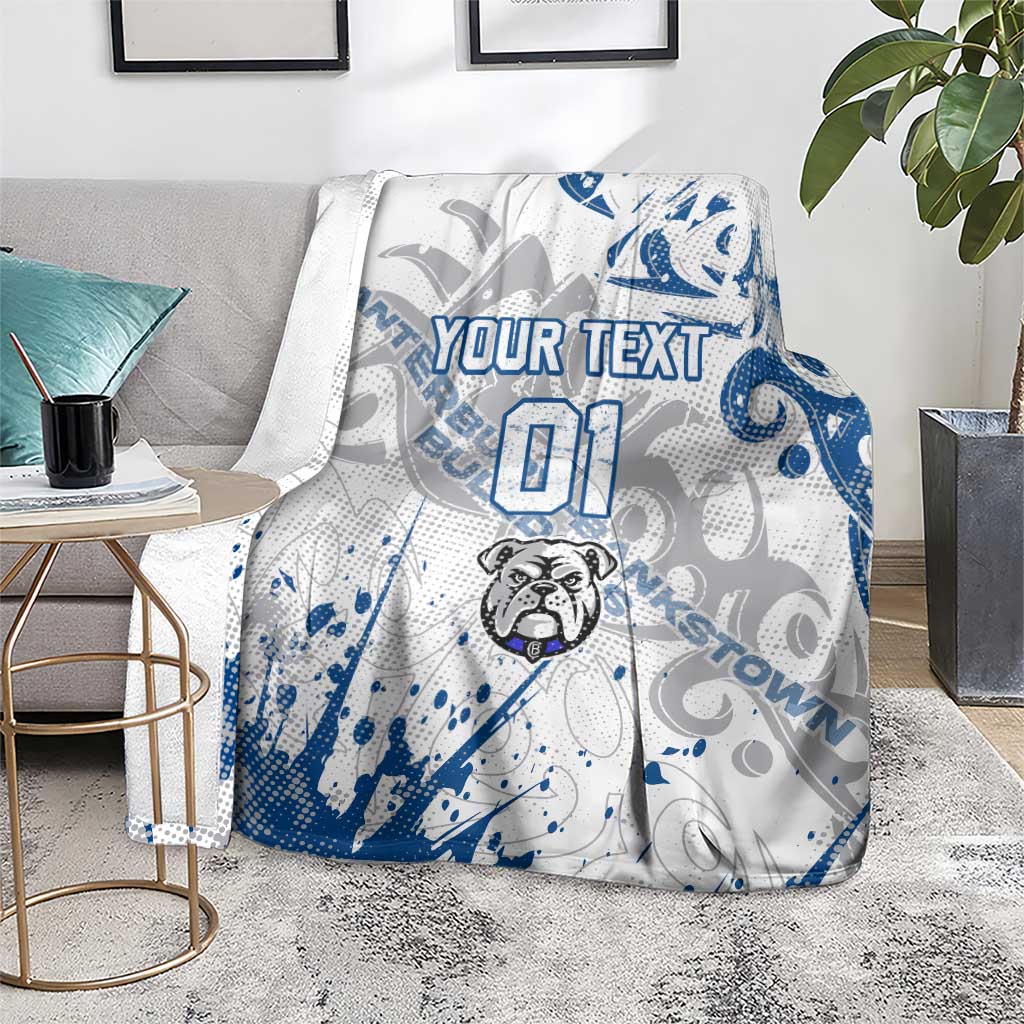 Personalized Canterbury-Bankstown Bulldogs Rugby Blanket Urban Street Graffiti Style - Distressed Splatter Elements